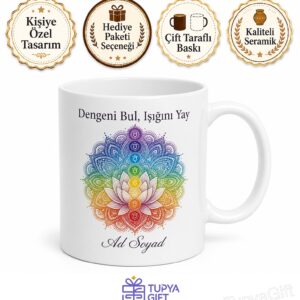 Çakra Dengeleyici Lotus Çiçeği Mandala Desenli Kupa Bardak Hediye