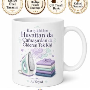 Çamaşır Ütüleyen Anneye Buharlı Ütü Kırışıklık Gideren Kupa Bardak Hediye