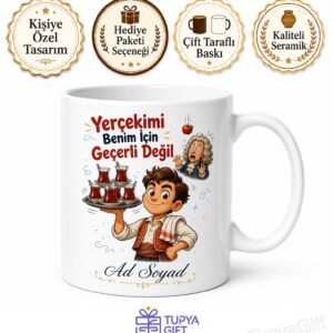 Çaycı Çırağına Fizik Kuralları Yıkan Çay Taşıma Temalı Kupa Bardak Hediye