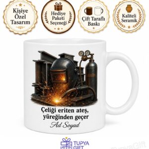 Çelik Kaynak Ustasına Kaynak Maskesi Argon Gazı Metalurji Hediye Kupa Bardak