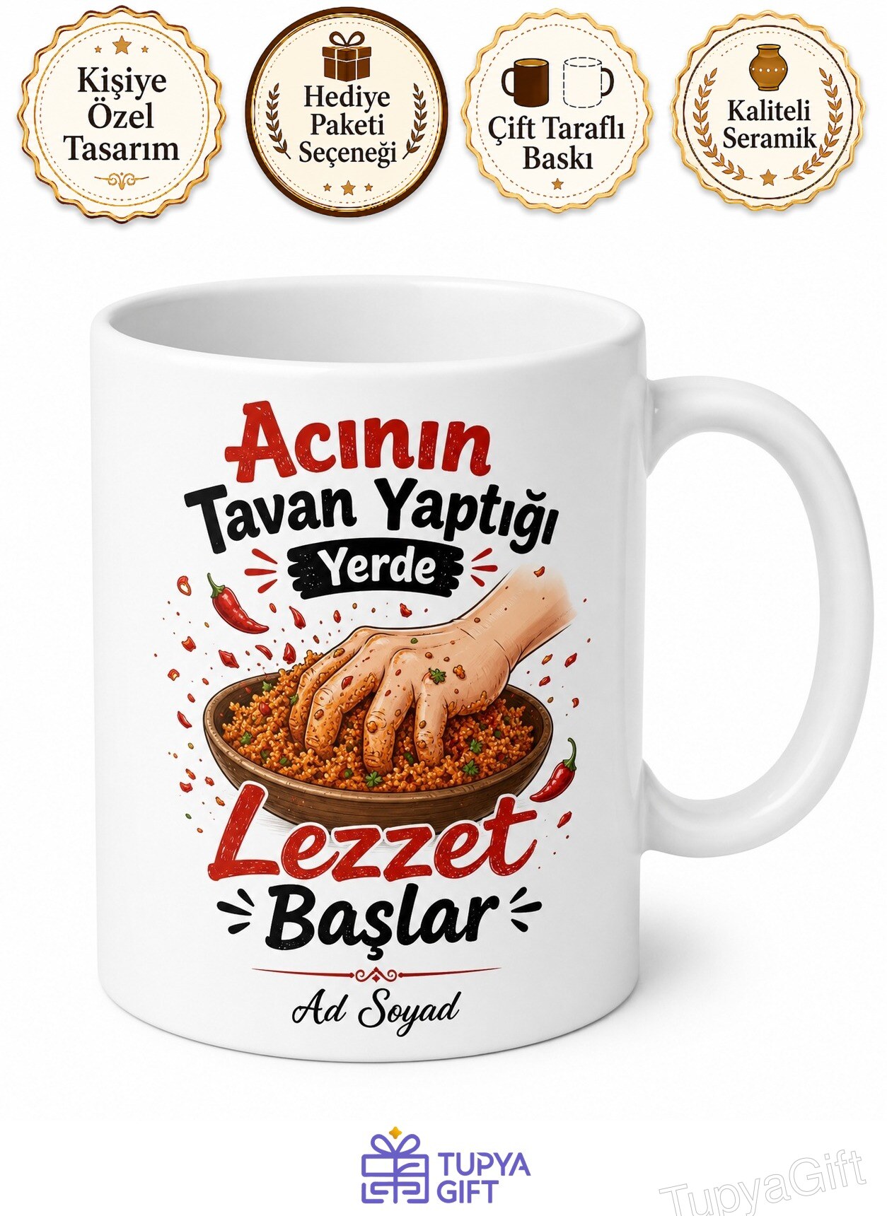 Çiğköfteciye Hediye Acı Lezzet Yoğurma Etsiz Çiğköfte Dürüm Kupa Bardak