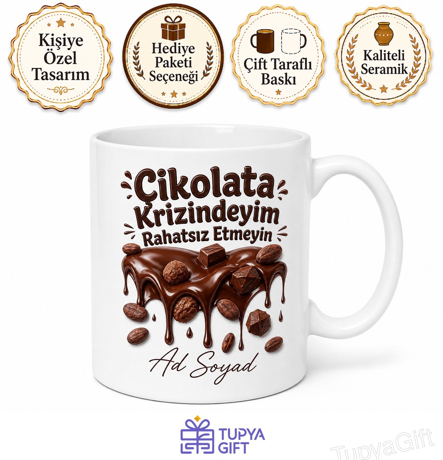 Çikolata Krizine Giren Akışkan Çikolata Endorfin Kaynağı Kupa Bardak Hediye
