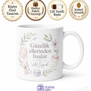 Cilt Bakım Uzmanına Hediye Güzellik Merkezi Maske Pürüzsüz Yüz Temalı Kupa Bardak