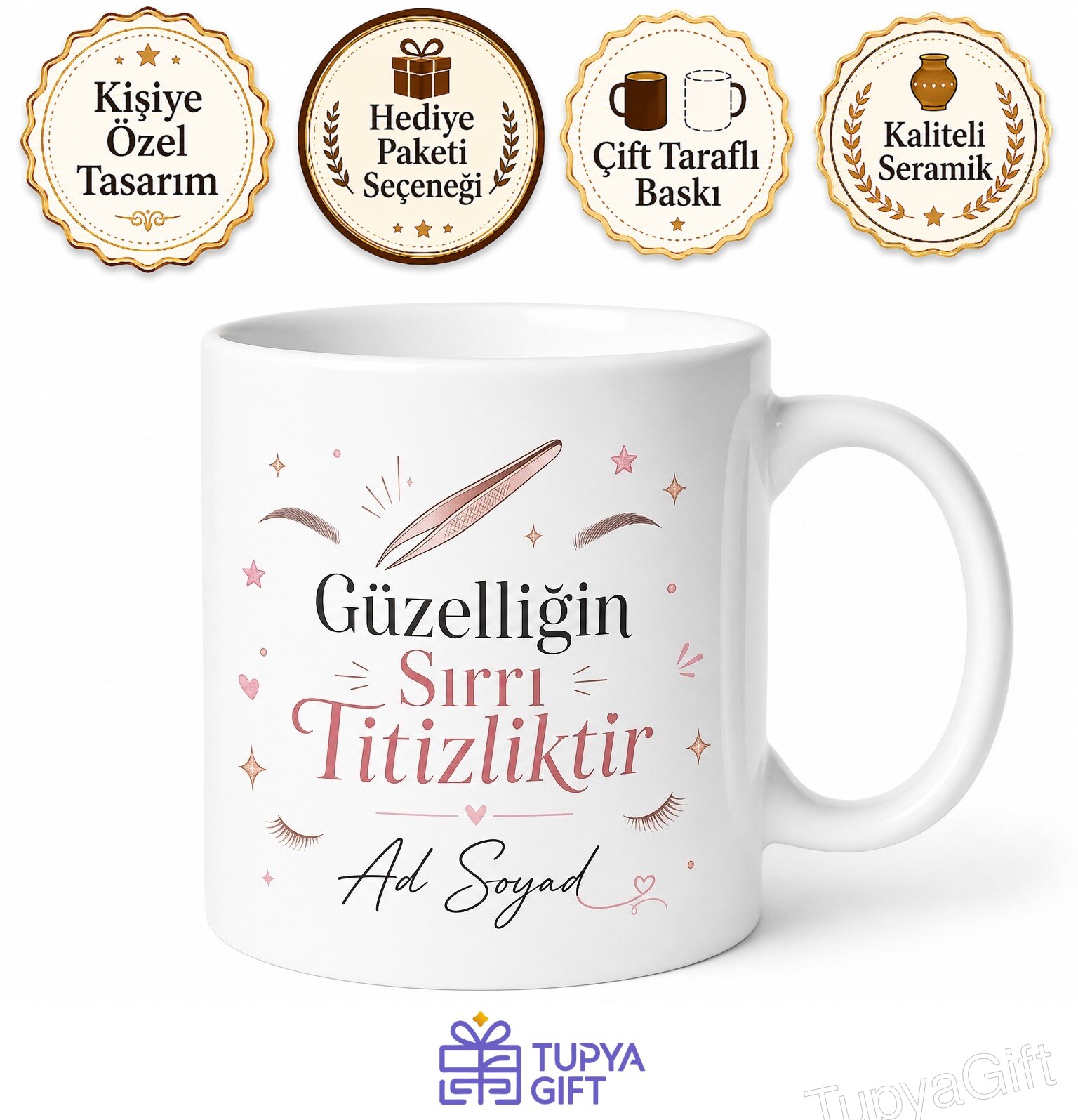 Cımbız Kullananlara İnce Uçlu Cımbız Kaş Alma Batık Çıkarma Güzellik Sırrı Kupa Hediye
