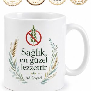 Çölyak Dostu Glütensiz Yaşam Sağlıklı Beslenme Kupası Özel Tasarım Hediye Bardak