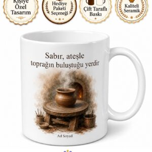 Çömlek Ustası Toprak Kokusu Temalı Porselen Kupa Bardak Seramik Fırın Sabır Hediye