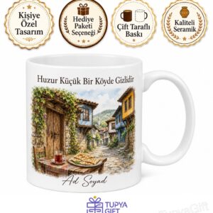Cumalıkızık Tarihi Ahşap Evleri Gözleme Ve Çay Ruhu Kahve Kupası Hediye Bardak
