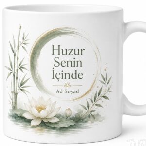 Huzur Senin İçinde Baskılı Zenini Bul İngilizce Kahve Kupası Hediye Bardak