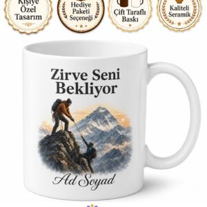 Dağcıya İp Sarkıtan Zirve Hedefleyenlere Kaya Tırmanışı Everest Hayali Kupa Bardak Hediye