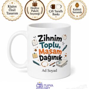 Dağınık Arkadaşa Zihnim Toplu Masam Dağınık Esprili Kupa Bardak Hediye