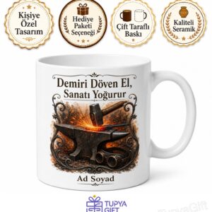 Demirciye Özel Örs Dövme Kıvılcım Kaynak Gözlüğü Demir Doğrama Sanatı Kupa Bardak Hediye