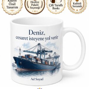 Denizcilik Liman Konteyner Taşımacılığı Gemi İnşası Temalı Porselen Kupa Bardak Hediye