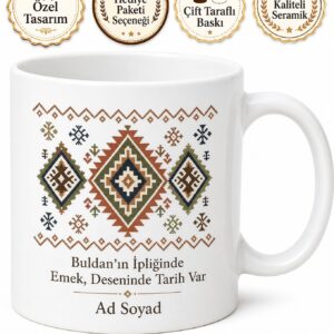 Denizli Buldan El Dokuması Yöresel Motifler Kültür Kupası Hediye Bardak