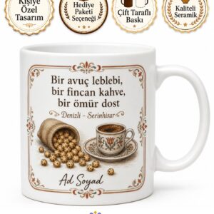 Denizli Serinhisar Leblebi Diyarı Yöresel Tatlar Hatırası Kahve Kupası Hediye Bardak
