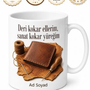 Deri İşleme Cüzdan Yapanlara Saraçlık Dikişi Deri Kokusu El Emeği Kupa Hediye