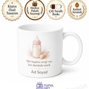 Devam Sütü Formül Mama Toz Mama Ölçü Kaşığı Temalı Kupa Bardak Hediye