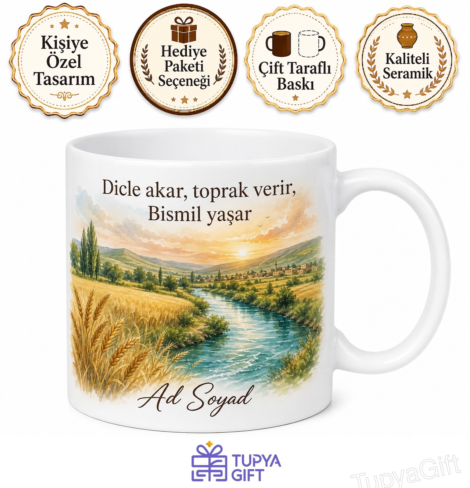 Diyarbakır Bismil Dicle Nehri Bereketli Topraklar Memleket Kupası Hediye Bardak