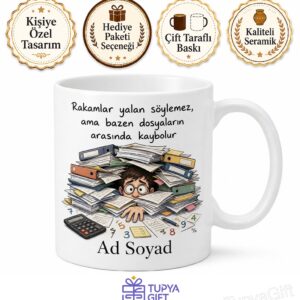 Dosya Yığınları Arasında Kaybolan Muhasebeci Kahve Kupası Hediye Bardak