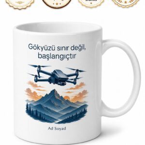 Drone Uçuranlara Özel Gökyüzü Kamerası Gimbal Kuş Bakışı Hava Çekimi Baskılı Kupa Hediye