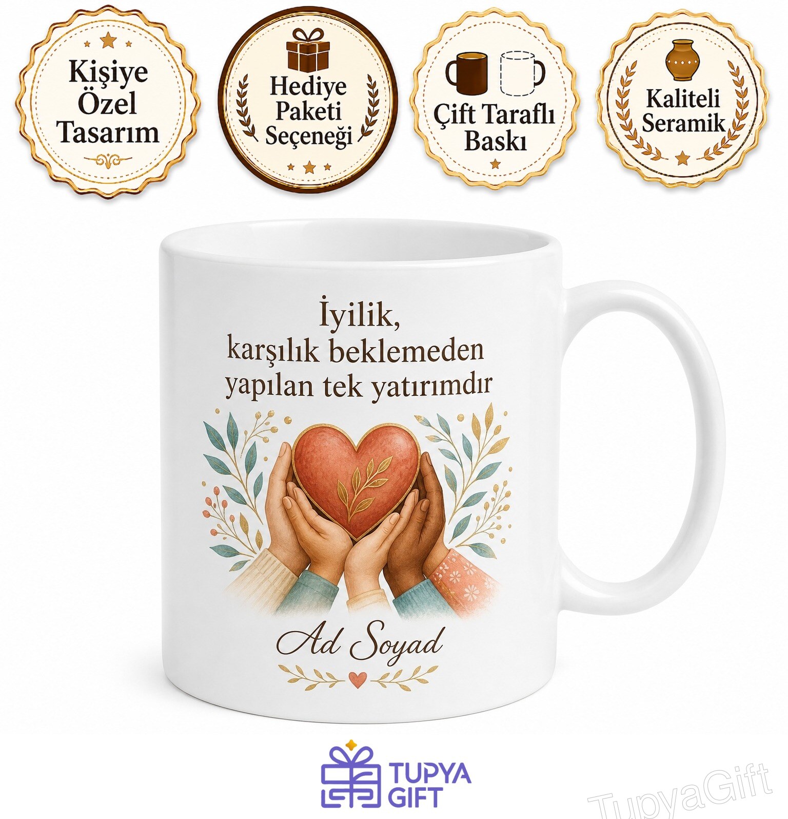 Dünya Gönüllüler Günü Hediye Kupa İyilik Yapanlara Özel Tasarım Bardak