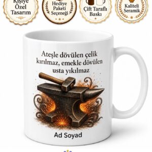 Dünya Metal Günü Demirci Ustalarına Özel Tasarım Baskılı Porselen Kupa Bardak Hediye