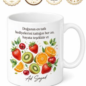 Dünya Meyve Günü Doğanın Tatlı Hediyelerini Tüketenlere Özel Baskılı Kupa Bardak Hediye