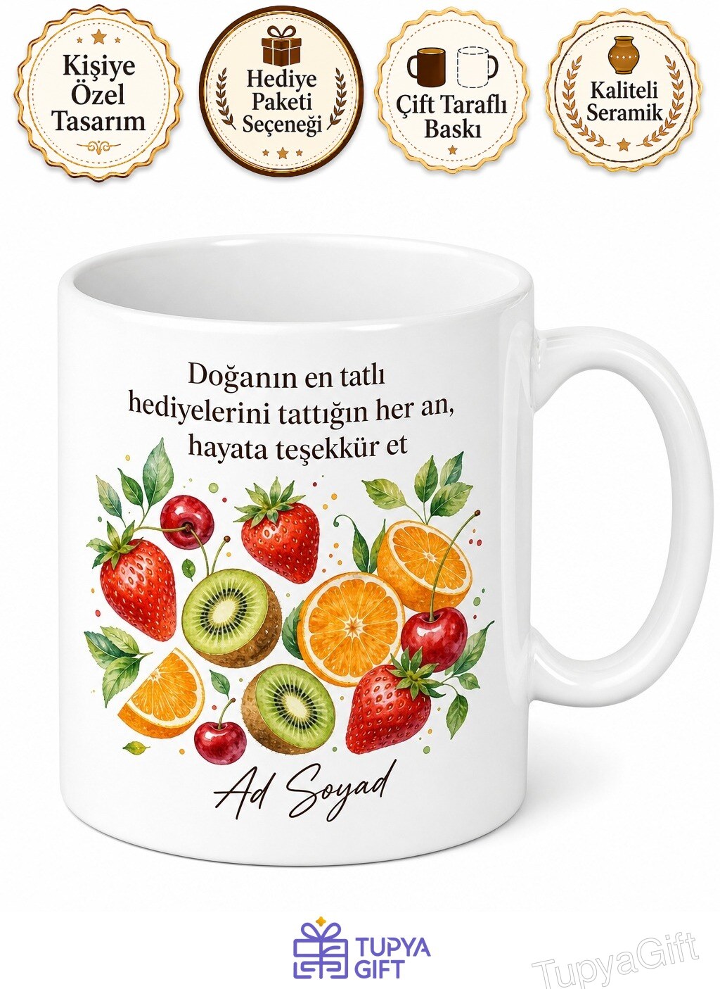 Dünya Meyve Günü Doğanın Tatlı Hediyelerini Tüketenlere Özel Baskılı Kupa Bardak Hediye
