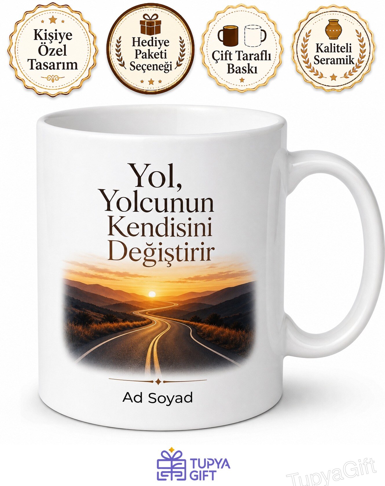 Dünya Otoyol Günü Hediye Uzun Yolları Kateden Seyyahlara Özel Tasarım Baskılı Kupa Bardak