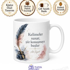 Dünya Şiir Günü Hediye Kupa Dizelerle Konuşanlara İlham Perisi Bardak