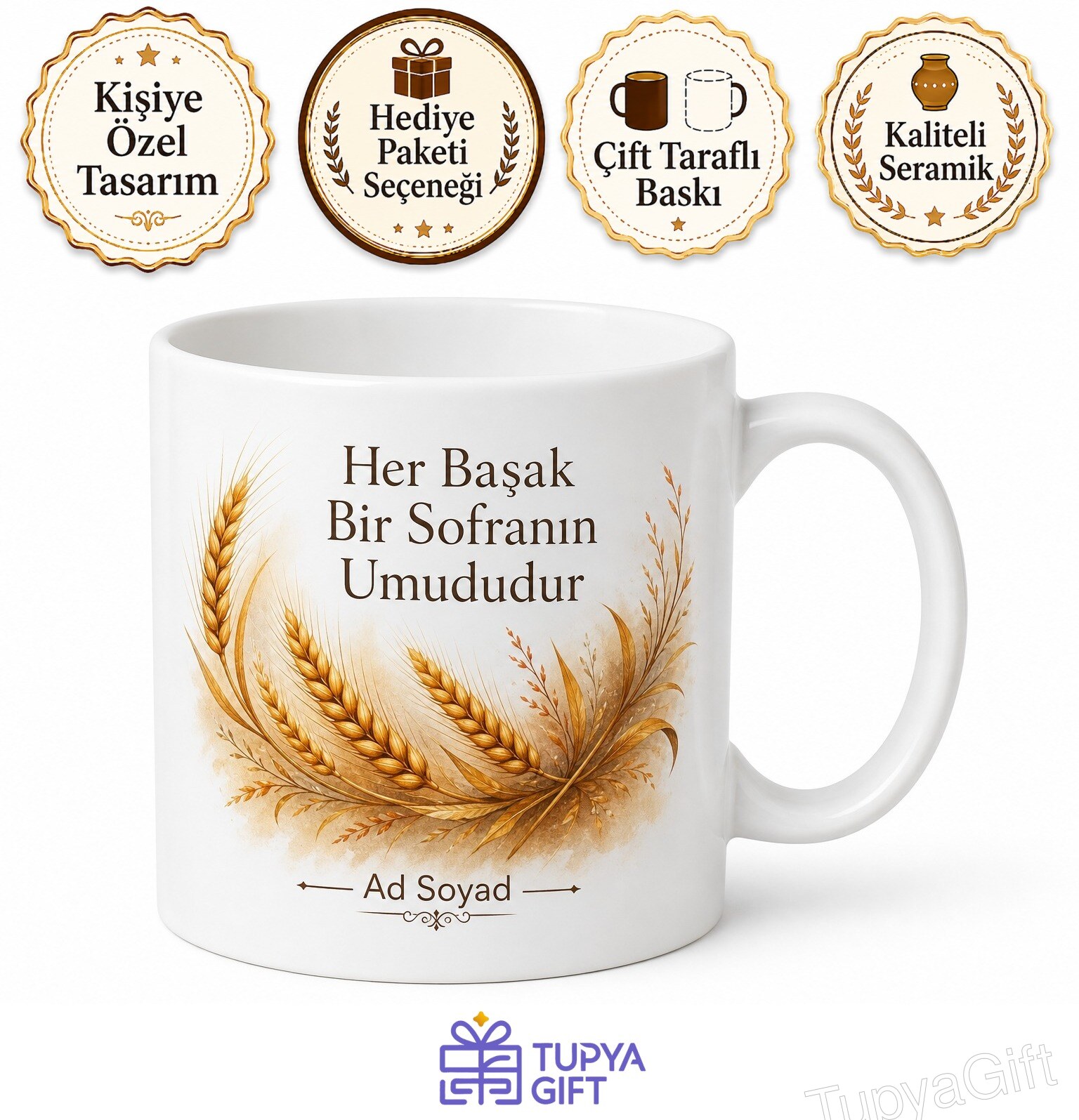 Dünya Tahıl Günü Ekmeğin Ana Maddesine Saygı Duyanlara Özel Baskılı Kupa Bardak Hediye