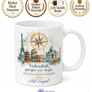 Dünya Turizm Günü Hediye Kupa Seyyah Gezgin Bardak Farklı Kültürler Keşif