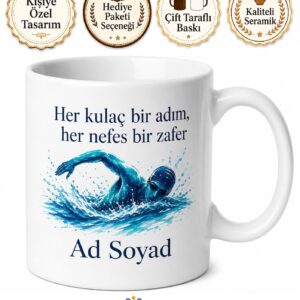 Dünya Yüzme Günü Hediye Kupa Bardak Suları Yararak İlerleyenlere Özel Tasarım
