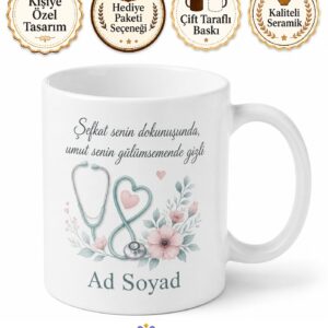 Dünyanın En Şefkatli Hemşiresi İsim Yazılı Hediye Seramik Kupa Bardak
