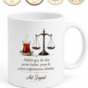 Duruşma Sırası Beklerken Soğuyan Çayını İçen Hak Arayan Hukukçu Kupa Bardak Hediye