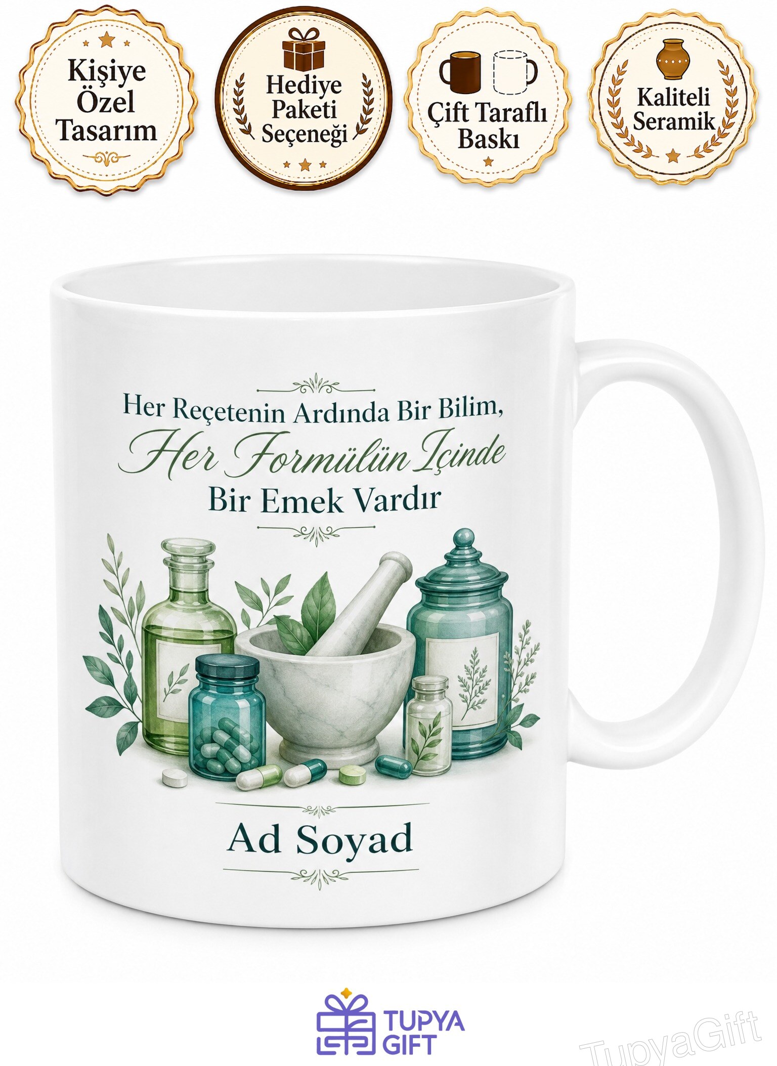 Eczane Rafında İlaç Arayan Gizli Formül Çözücü Reçete Uzmanı Kupa Bardak Hediye