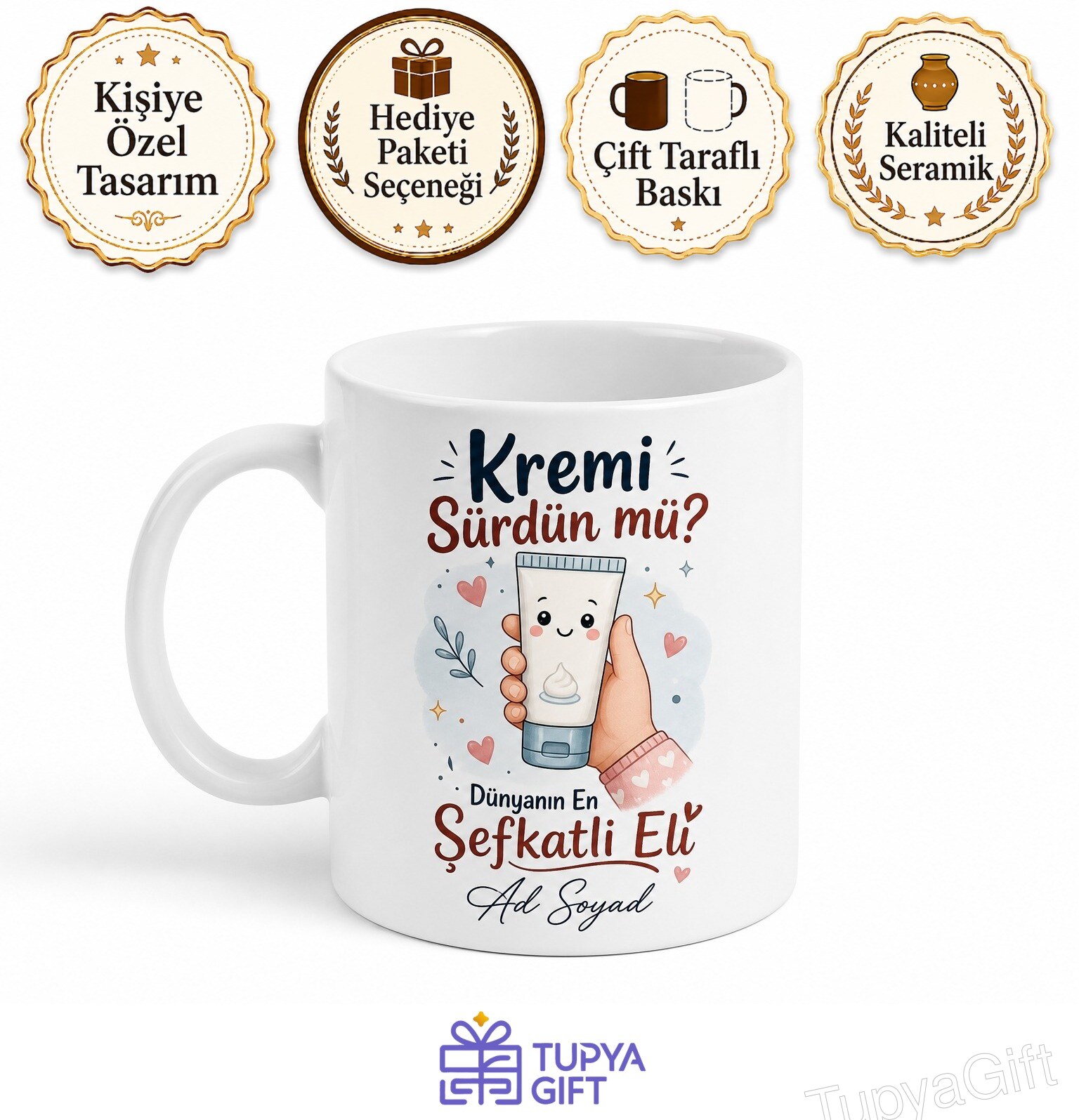 Egzama Kremi Veren Annelere Özel Kuru Cilt Kaşıntı Kortizonlu Krem Kupa Bardak Hediye
