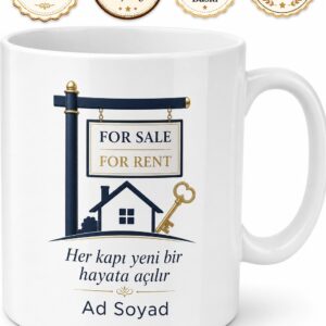 Emlakçı Kiralık Satılık Levhası Yeni Yuva Mimarı Kahve Kupası Hediye