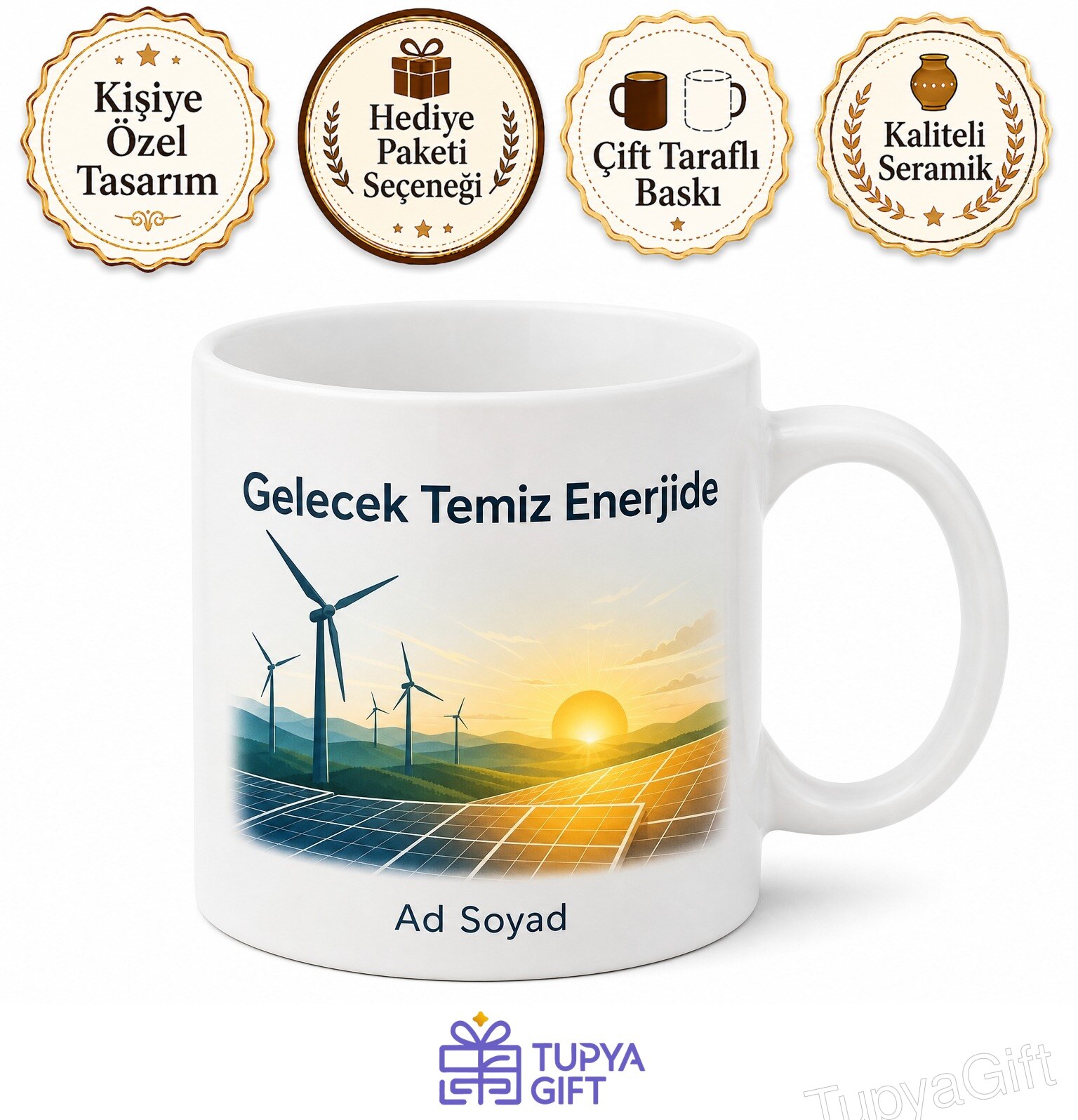 Enerji Dergileri Yenilenebilir Kaynaklar Rüzgar Santralleri Güneş Panelleri Kupa Bardak Hediye