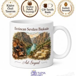 Erzincan Karanlık Kanyon Fırat Nehri Bakırcılar Çarşısı Tulum Peyniri Baskılı Kupa Hediye