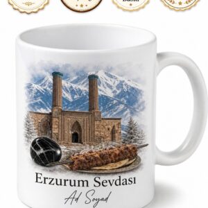 Erzurum Hatuniye Medresesi Palandöken Kar Manzarası Oltu Taşı Cağ Kebabı Kupa Bardak Hediye
