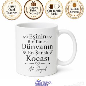 Eşinin Bir Tanesi Dünyanın En Şanslı Kocası Kupa Bardak Eşe Hediye