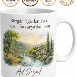 Eskişehir Sarıcakaya Sakarya Nehri Mikroklima Ege Havası Porselen Kupa Hediye Bardak