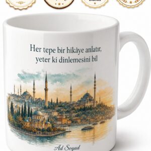 Eyüpsultan Tarihi Doku Tepe Manzarası Çay Kupası Porselen Bardak Hediye