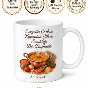 Ezogelin Çorbası Kaynatan Annelere Mercimekli Bulgurlu Kupa Hediye Bardak