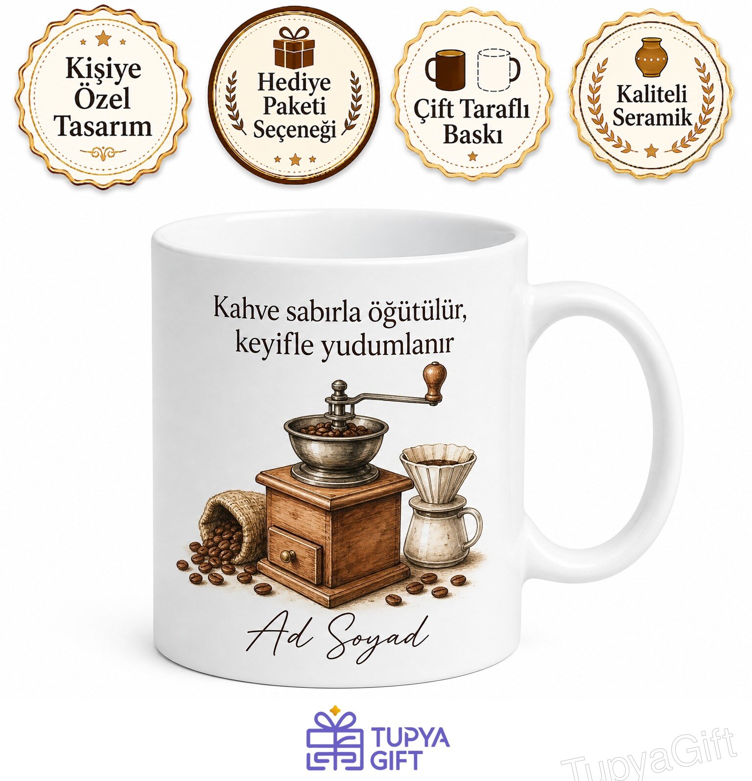 Filtre Kahve Barista Ruhlu Kupa Bardak Kahve Öğüten Tasarım Hediye