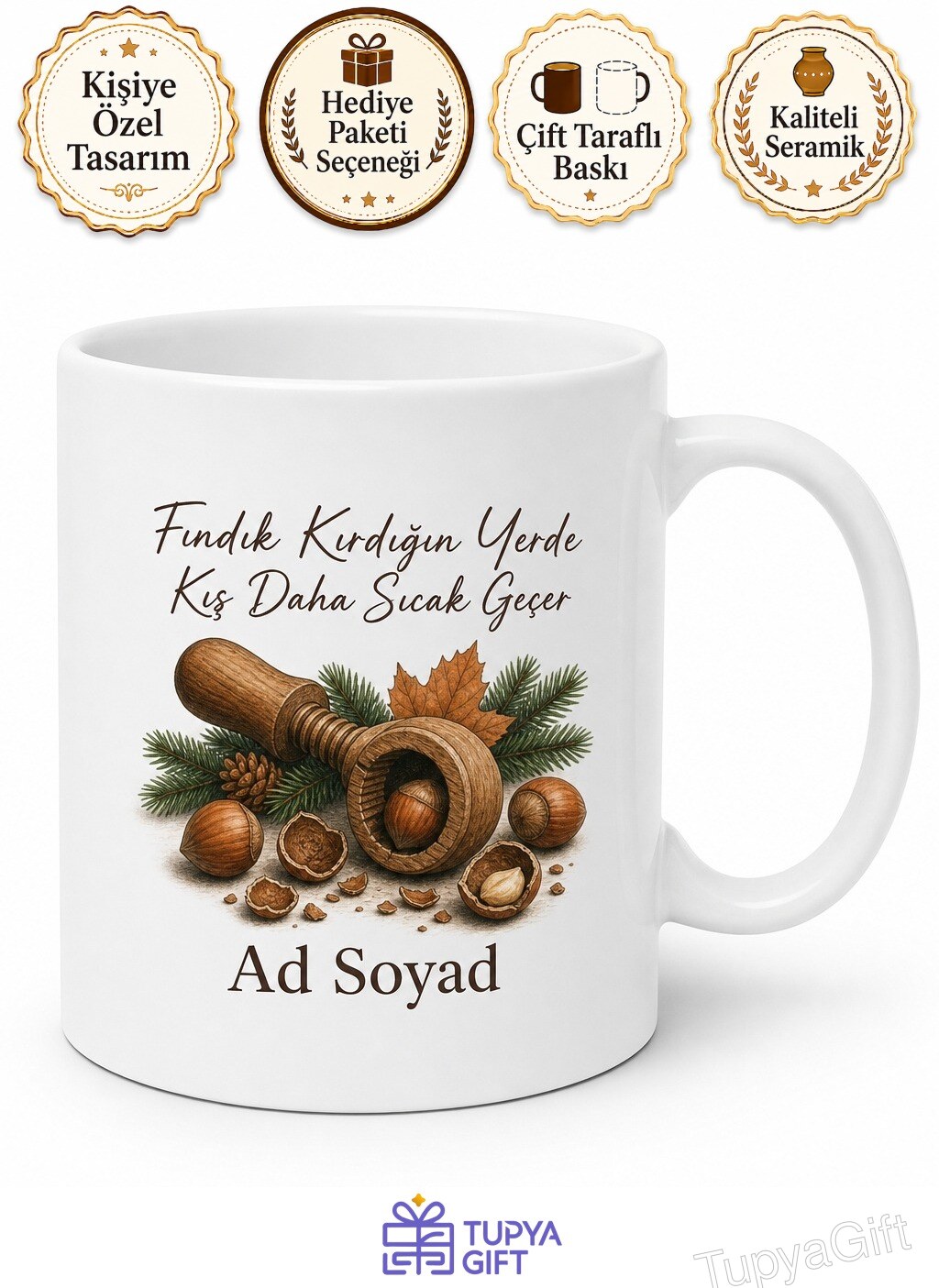 Fındık Kıracağı Kullananlara Fındık Kabuğu Çotanak Kırıcı Kış Çerezi Kupa Hediye