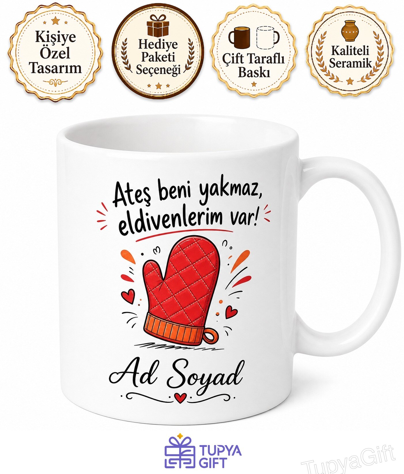 Fırın Eldiveni Kullananlara Özel Tasarım Kupa Bardak Yanmaz Eldiven Silikon Hediye