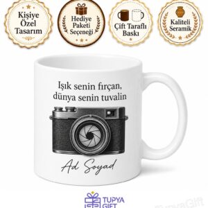 Fotoğrafçı Lens Vizör Deklanşör Anı Donduran Kare Kupa Bardak Hediye