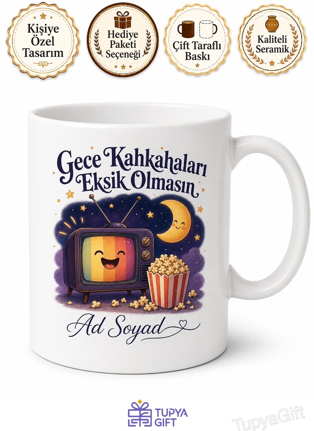 Gece Şovlarını Kaçırmayanlara Gece Kahkahası Televizyon Keyfi Kupa Bardak Hediye