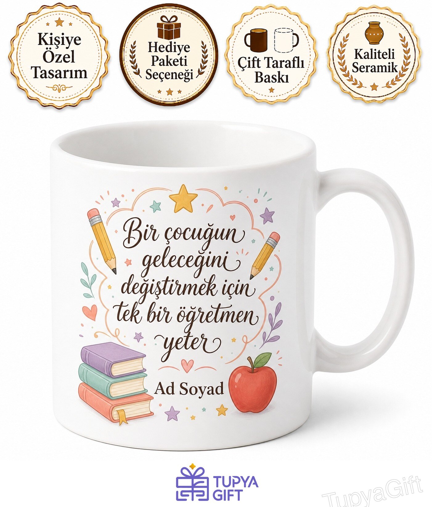 Geleceğin Mimarı Sınıf Öğretmeni İsim Yazılı Kupa Bardak Hediye